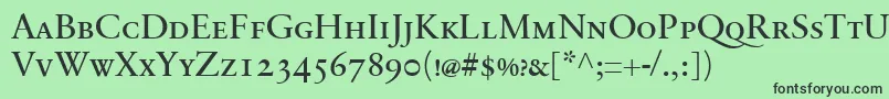 SabonnextLtRegularSmallCaps-fontti – mustat fontit vihreällä taustalla