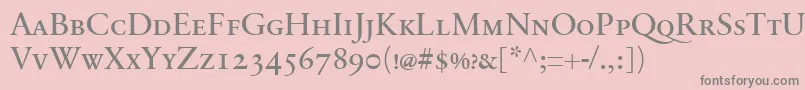 Fonte SabonnextLtRegularSmallCaps – fontes cinzas em um fundo rosa