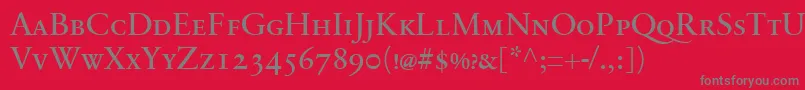 Fonte SabonnextLtRegularSmallCaps – fontes cinzas em um fundo vermelho