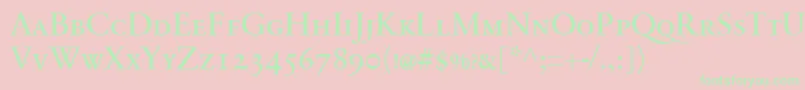 SabonnextLtRegularSmallCaps-Schriftart – Grüne Schriften auf rosa Hintergrund