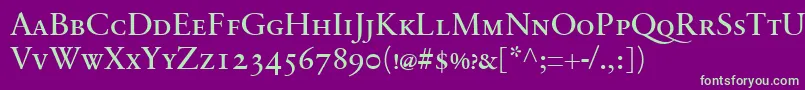 SabonnextLtRegularSmallCaps-fontti – vihreät fontit violetilla taustalla