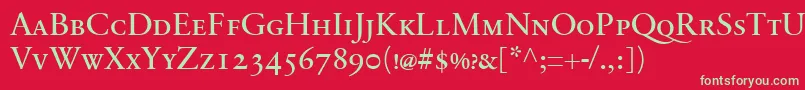 フォントSabonnextLtRegularSmallCaps – 赤い背景に緑の文字