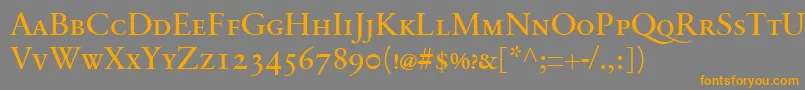 SabonnextLtRegularSmallCaps-Schriftart – Orangefarbene Schriften auf grauem Hintergrund