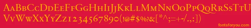 SabonnextLtRegularSmallCaps Font – Orange Fonts on Red Background