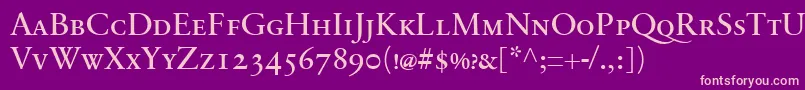 SabonnextLtRegularSmallCaps-fontti – vaaleanpunaiset fontit violetilla taustalla