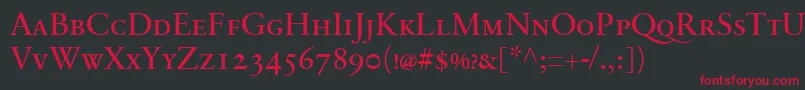 フォントSabonnextLtRegularSmallCaps – 黒い背景に赤い文字