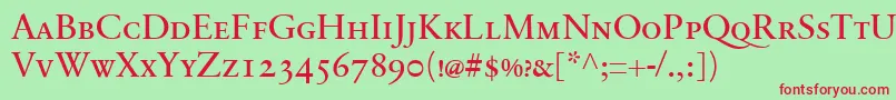 フォントSabonnextLtRegularSmallCaps – 赤い文字の緑の背景