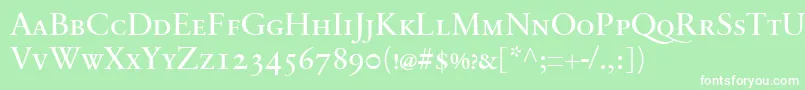 フォントSabonnextLtRegularSmallCaps – 緑の背景に白い文字