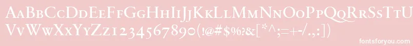 Шрифт SabonnextLtRegularSmallCaps – белые шрифты на розовом фоне