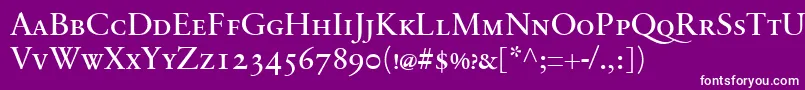 SabonnextLtRegularSmallCaps-Schriftart – Weiße Schriften auf violettem Hintergrund