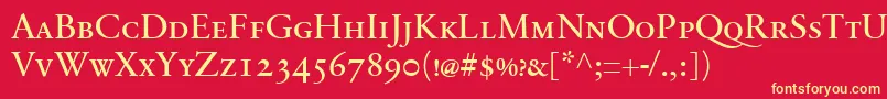 SabonnextLtRegularSmallCaps Font – Yellow Fonts on Red Background