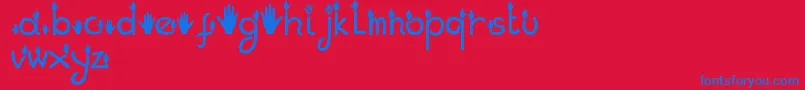 Hands Font – Blue Fonts on Red Background