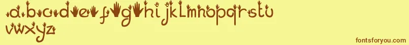Hands Font – Brown Fonts on Yellow Background