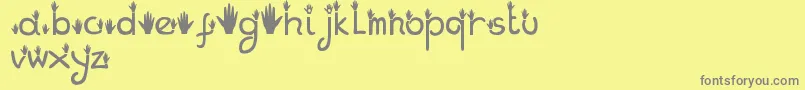 Hands-Schriftart – Graue Schriften auf gelbem Hintergrund