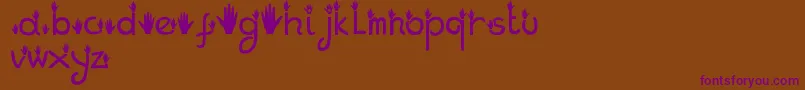Hands Font – Purple Fonts on Brown Background