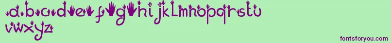 Hands Font – Purple Fonts on Green Background