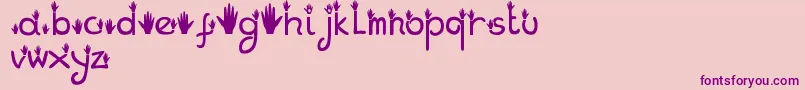 Hands Font – Purple Fonts on Pink Background