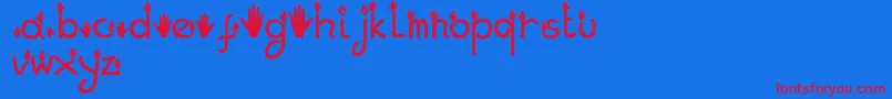 Hands Font – Red Fonts on Blue Background