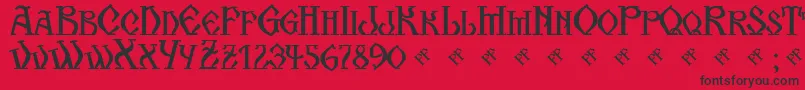 Czcionka KogaionScFrV39 – czarne czcionki na czerwonym tle