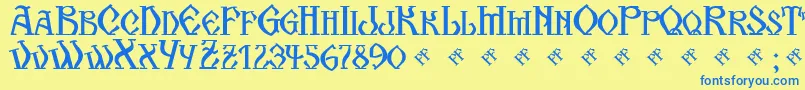 KogaionScFrV39 Font – Blue Fonts on Yellow Background