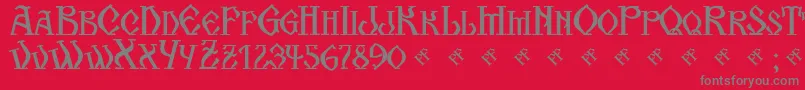 KogaionScFrV39 Font – Gray Fonts on Red Background