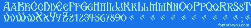 Шрифт KogaionScFrV39 – зелёные шрифты на синем фоне