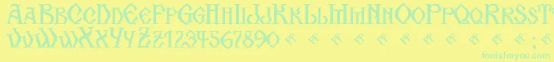 KogaionScFrV39 Font – Green Fonts on Yellow Background