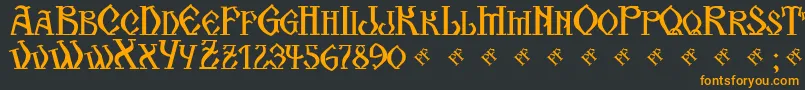 フォントKogaionScFrV39 – 黒い背景にオレンジの文字