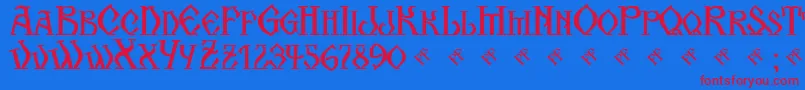 KogaionScFrV39 Font – Red Fonts on Blue Background