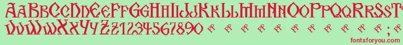 KogaionScFrV39 Font – Red Fonts on Green Background