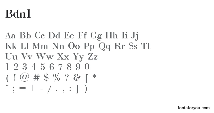 Fuente Bdn1 - alfabeto, números, caracteres especiales