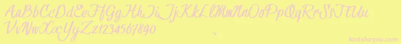 HessterMofetCleanTrial-Schriftart – Rosa Schriften auf gelbem Hintergrund