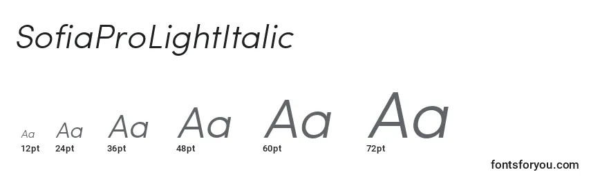 Größen der Schriftart SofiaProLightItalic