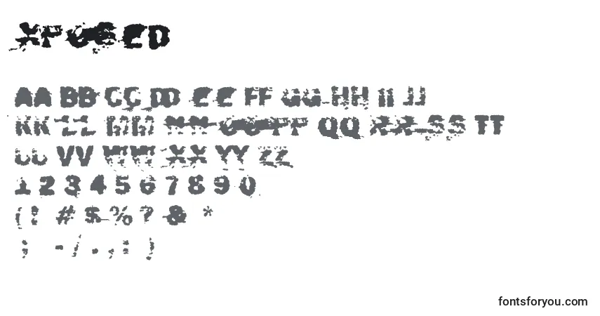 Schriftart Xposed – Alphabet, Zahlen, spezielle Symbole