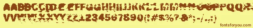 フォントXposed – 茶色の文字が黄色の背景にあります。