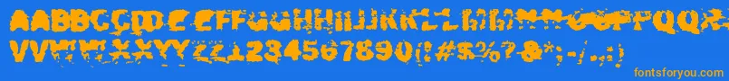 フォントXposed – オレンジ色の文字が青い背景にあります。