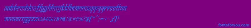 BitlingsraviItalic-Schriftart – Blaue Schriften auf violettem Hintergrund