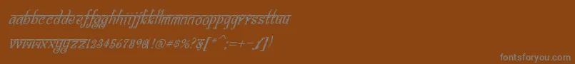 BitlingsraviItalic-fontti – harmaat kirjasimet ruskealla taustalla