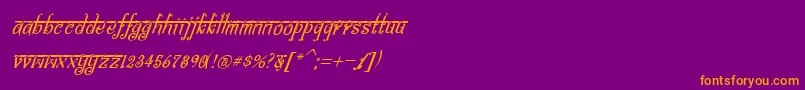 フォントBitlingsraviItalic – 紫色の背景にオレンジのフォント