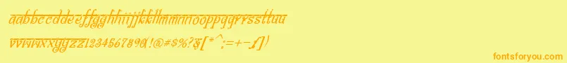 BitlingsraviItalic-fontti – oranssit fontit keltaisella taustalla