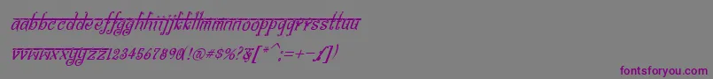フォントBitlingsraviItalic – 紫色のフォント、灰色の背景