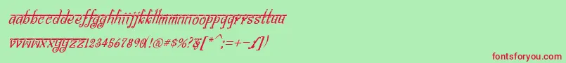 フォントBitlingsraviItalic – 赤い文字の緑の背景