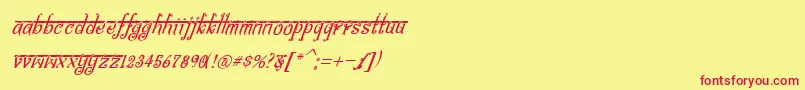 BitlingsraviItalic Font – Red Fonts on Yellow Background