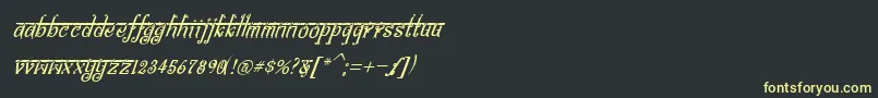 BitlingsraviItalic-fontti – keltaiset fontit mustalla taustalla