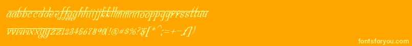 BitlingsraviItalic-fontti – keltaiset fontit oranssilla taustalla