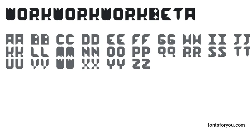 Czcionka WorkworkworkBeta – alfabet, cyfry, specjalne znaki