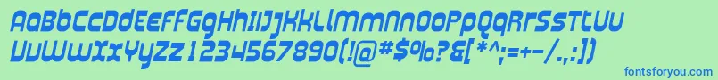 Шрифт PlasmaticaBoldItalic – синие шрифты на зелёном фоне