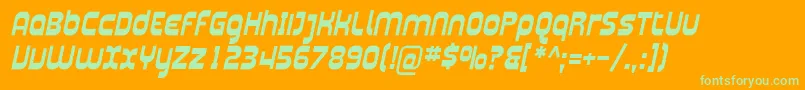 Fonte PlasmaticaBoldItalic – fontes verdes em um fundo laranja