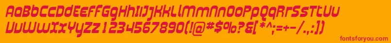 PlasmaticaBoldItalic Font – Red Fonts on Orange Background