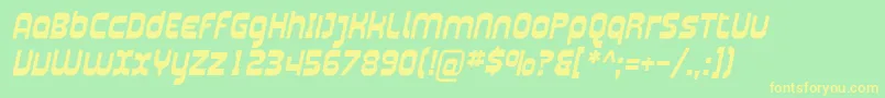 フォントPlasmaticaBoldItalic – 黄色の文字が緑の背景にあります